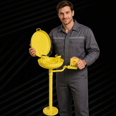 Vertical Epoxy‑Coated Emergency Eyewash Station